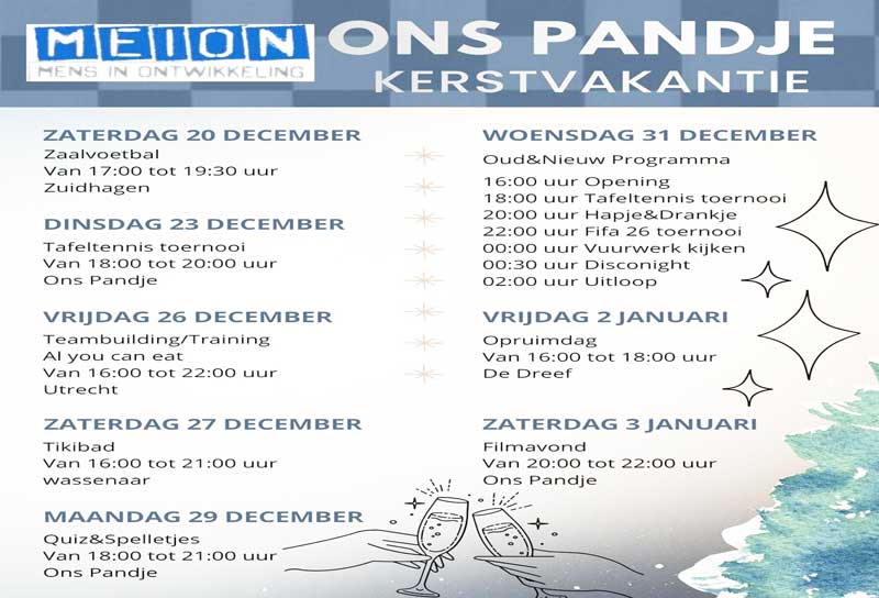 Kerst - Nieuwjaar vakantieprogramma Ons Pandje