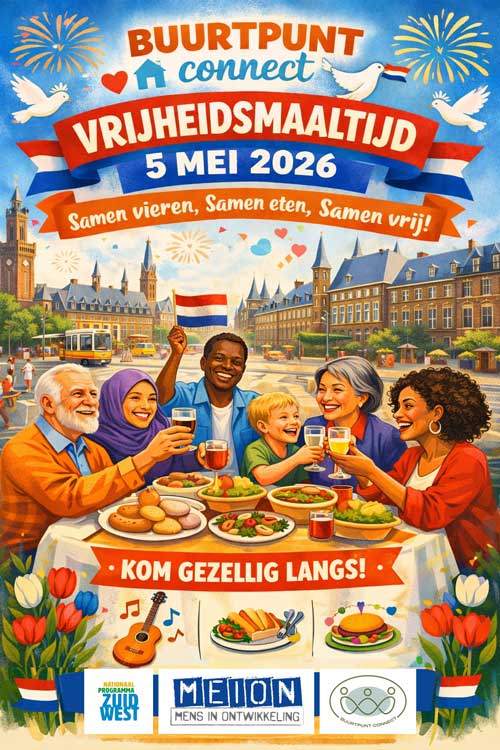Dinsdag 5 mei a.s. Vrijheidsmaaltijd bij Buurtpunt Connect