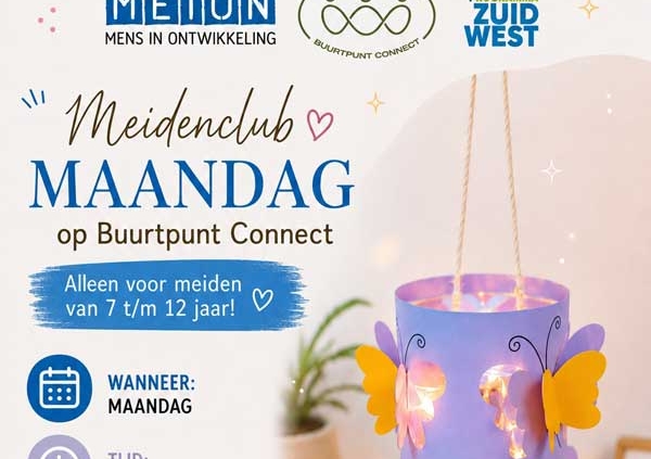 Meidenclub op maandag bij Buurtpunt Connect