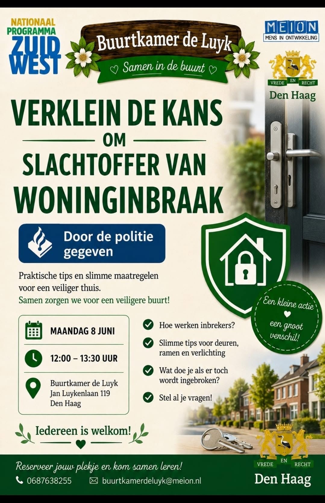 Verklein de kans op woninginbraak